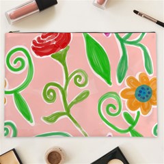 Background Colorful Floral Flowers Cosmetic Bag (xxl) by HermanTelo