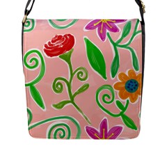 Background Colorful Floral Flowers Flap Closure Messenger Bag (l)