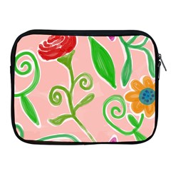 Background Colorful Floral Flowers Apple Ipad 2/3/4 Zipper Cases