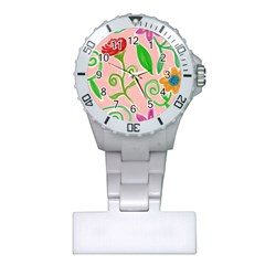 Background Colorful Floral Flowers Plastic Nurses Watch