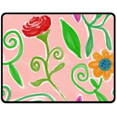 Background Colorful Floral Flowers Double Sided Fleece Blanket (medium) 