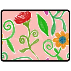 Background Colorful Floral Flowers Double Sided Fleece Blanket (large) 