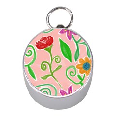 Background Colorful Floral Flowers Mini Silver Compasses