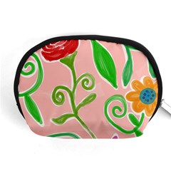 Background Colorful Floral Flowers Accessory Pouch (medium)