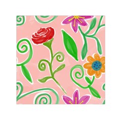 Background Colorful Floral Flowers Small Satin Scarf (square)