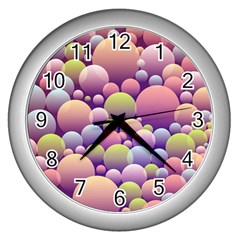 Abstract Background Circle Bubbles Wall Clock (silver) by HermanTelo