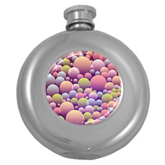 Abstract Background Circle Bubbles Round Hip Flask (5 Oz)