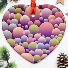 Abstract Background Circle Bubbles Heart Ornament (two Sides)