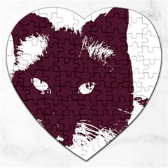 Cat Nature Design Animal Skin Pink Jigsaw Puzzle (heart) by HermanTelo