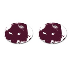 Cat Nature Design Animal Skin Pink Cufflinks (oval)