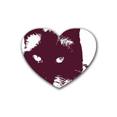 Cat Nature Design Animal Skin Pink Rubber Coaster (heart) 