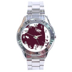 Cat Nature Design Animal Skin Pink Stainless Steel Analogue Watch by HermanTelo