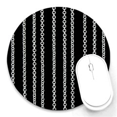 Chains Black Design Metal Iron Round Mousepads by HermanTelo