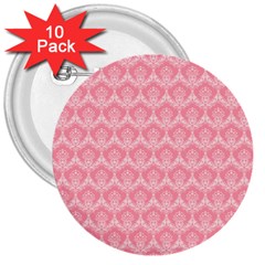 Damask Floral Design Seamless 3  Buttons (10 Pack)  by HermanTelo