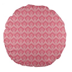 Damask Floral Design Seamless Large 18  Premium Flano Round Cushions