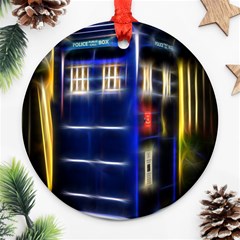 Famous Blue Police Box Round Ornament (two Sides)