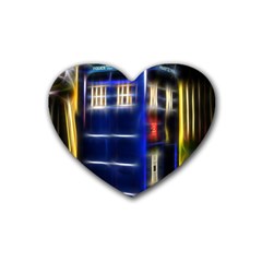 Famous Blue Police Box Rubber Coaster (heart) 