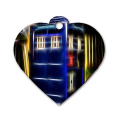 Famous Blue Police Box Dog Tag Heart (one Side)