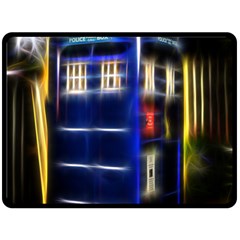 Famous Blue Police Box Fleece Blanket (large)  by HermanTelo