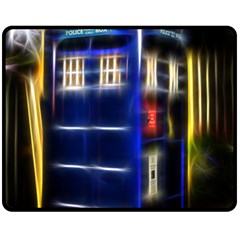 Famous Blue Police Box Fleece Blanket (medium)  by HermanTelo