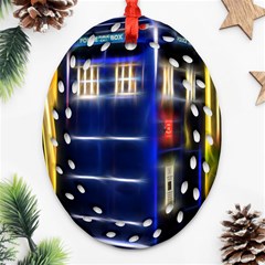 Famous Blue Police Box Ornament (oval Filigree)