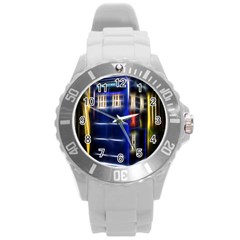 Famous Blue Police Box Round Plastic Sport Watch (l)