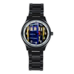 Famous Blue Police Box Stainless Steel Round Watch by HermanTelo