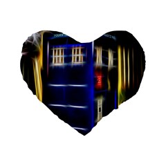 Famous Blue Police Box Standard 16  Premium Flano Heart Shape Cushions by HermanTelo