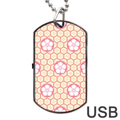 Floral Design Seamless Wallpaper Dog Tag Usb Flash (one Side)