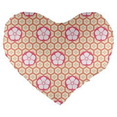 Floral Design Seamless Wallpaper Large 19  Premium Heart Shape Cushions