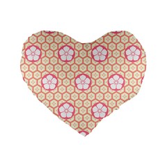 Floral Design Seamless Wallpaper Standard 16  Premium Flano Heart Shape Cushions