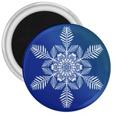 Flake Crystal Snow Winter Ice 3  Magnets by HermanTelo