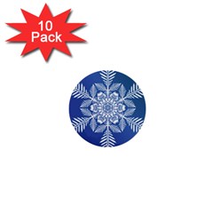 Flake Crystal Snow Winter Ice 1  Mini Buttons (10 Pack)  by HermanTelo