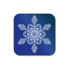 Flake Crystal Snow Winter Ice Rubber Coaster (square)  by HermanTelo