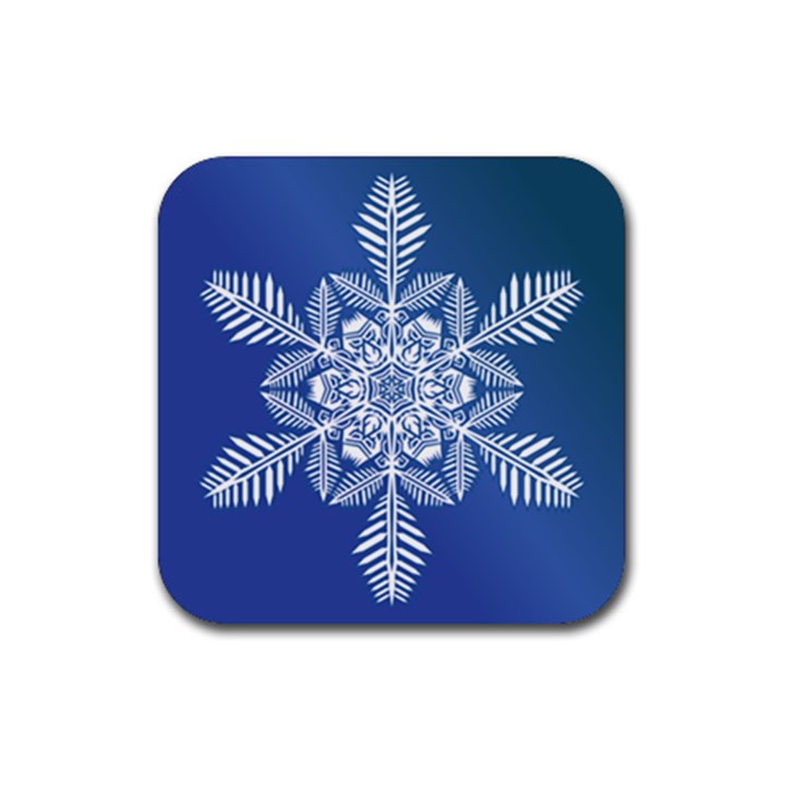 Flake Crystal Snow Winter Ice Rubber Coaster (Square) 