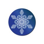 Flake Crystal Snow Winter Ice Rubber Coaster (Round)  Front