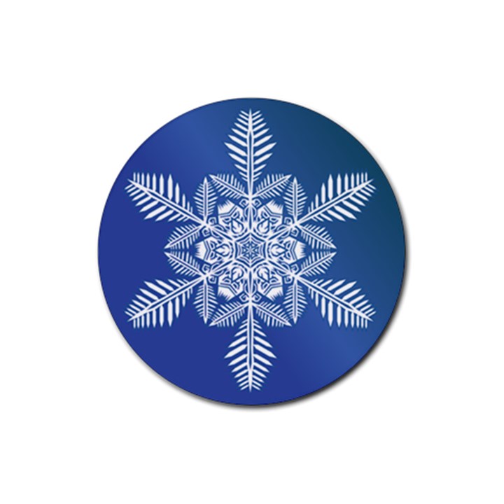 Flake Crystal Snow Winter Ice Rubber Coaster (Round) 