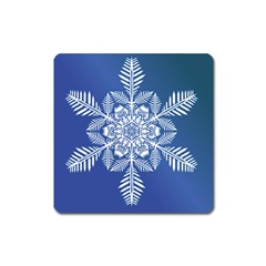 Flake Crystal Snow Winter Ice Square Magnet by HermanTelo