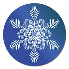 Flake Crystal Snow Winter Ice Magnet 5  (round)