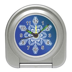 Flake Crystal Snow Winter Ice Travel Alarm Clock by HermanTelo