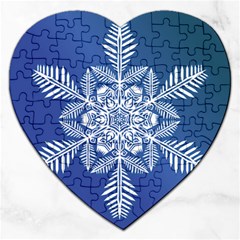 Flake Crystal Snow Winter Ice Jigsaw Puzzle (heart) by HermanTelo