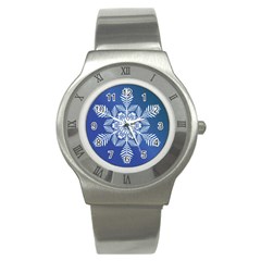 Flake Crystal Snow Winter Ice Stainless Steel Watch by HermanTelo