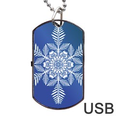 Flake Crystal Snow Winter Ice Dog Tag Usb Flash (two Sides) by HermanTelo