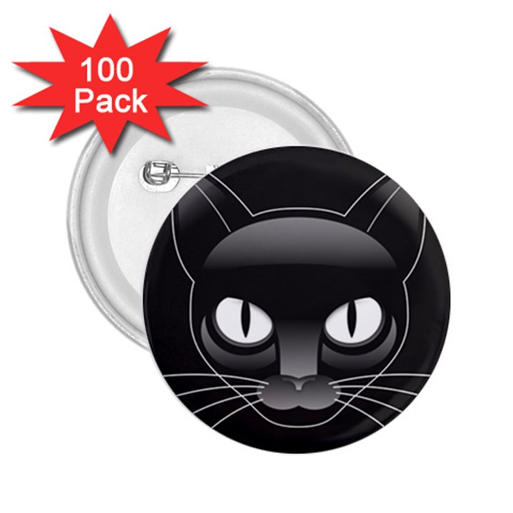 Grey Eyes Kitty Cat 2.25  Buttons (100 pack) 