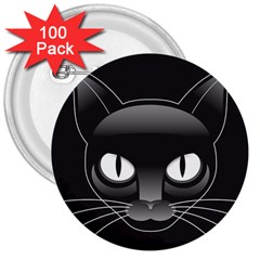 Grey Eyes Kitty Cat 3  Buttons (100 Pack)  by HermanTelo