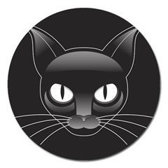 Grey Eyes Kitty Cat Magnet 5  (round) by HermanTelo