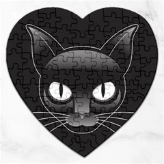 Grey Eyes Kitty Cat Jigsaw Puzzle (heart) by HermanTelo