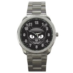 Grey Eyes Kitty Cat Sport Metal Watch by HermanTelo