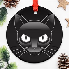 Grey Eyes Kitty Cat Round Ornament (two Sides) by HermanTelo