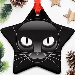 Grey Eyes Kitty Cat Star Ornament (two Sides)